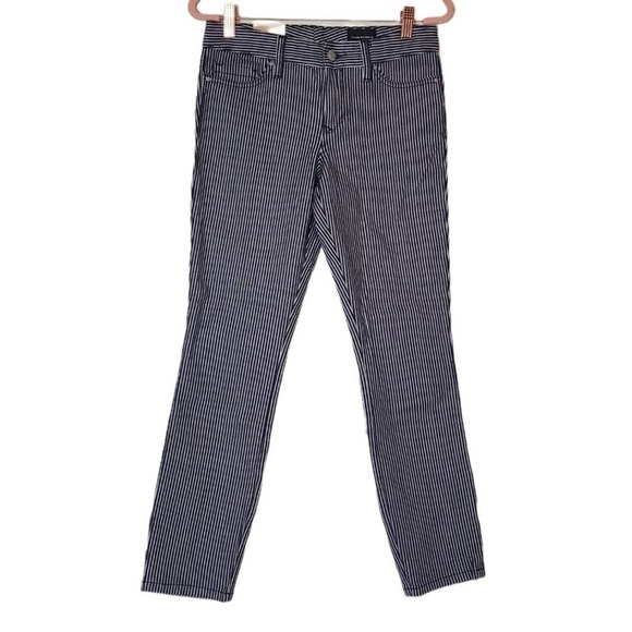 Club Monaco Mabel Lowrise Skinny Leg Y2K Blue Stripe Jeans 2 NWT - Picture 1 of 8